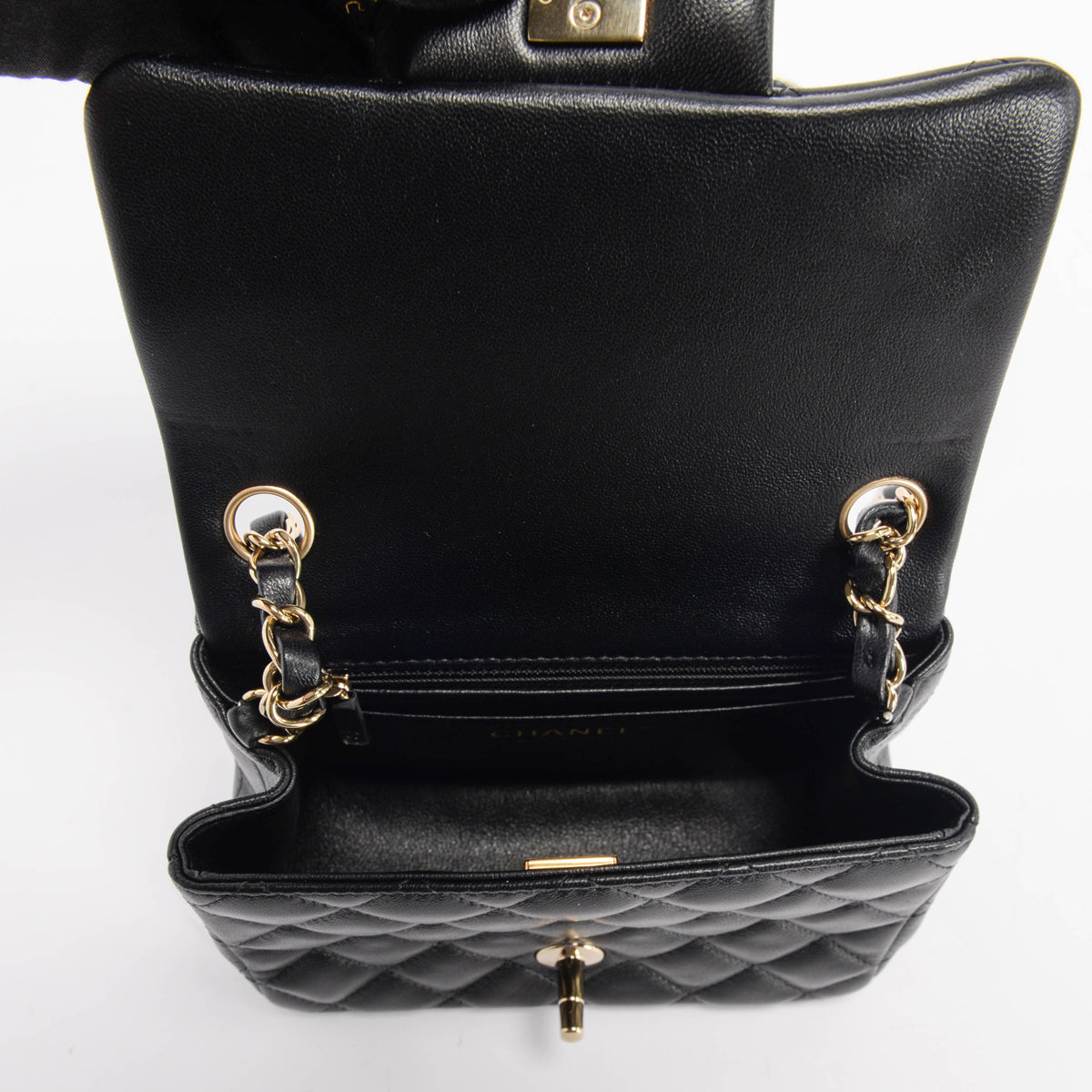 Chanel Black Quilted Lambskin Mini Square Flap Bag