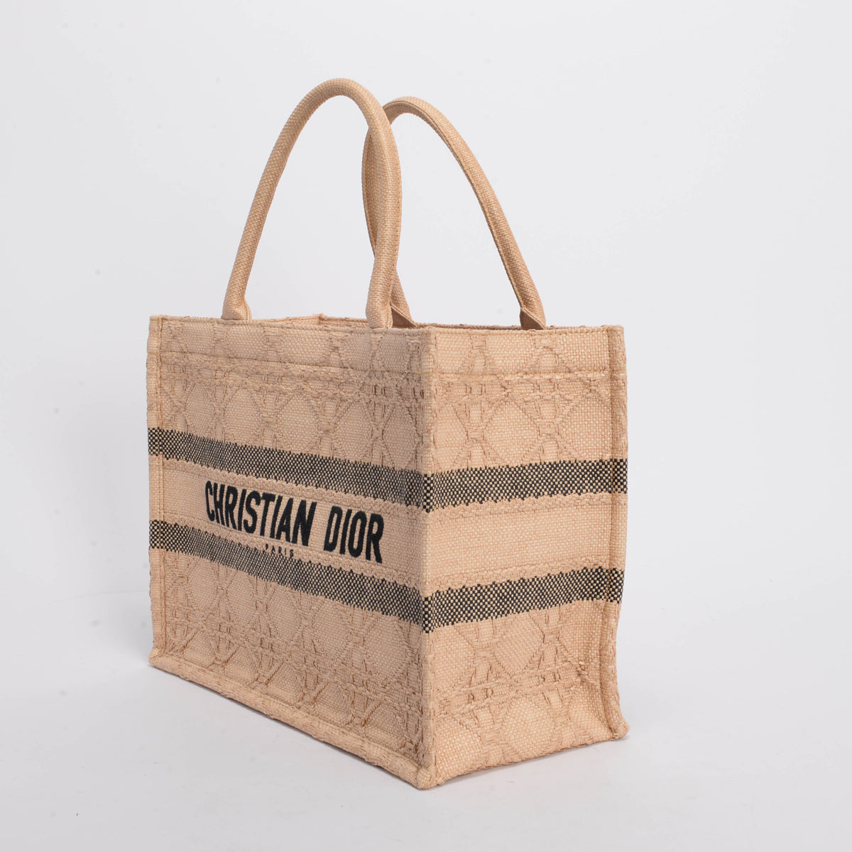 Dior Natural Cannage Raffia Medium Book Tote