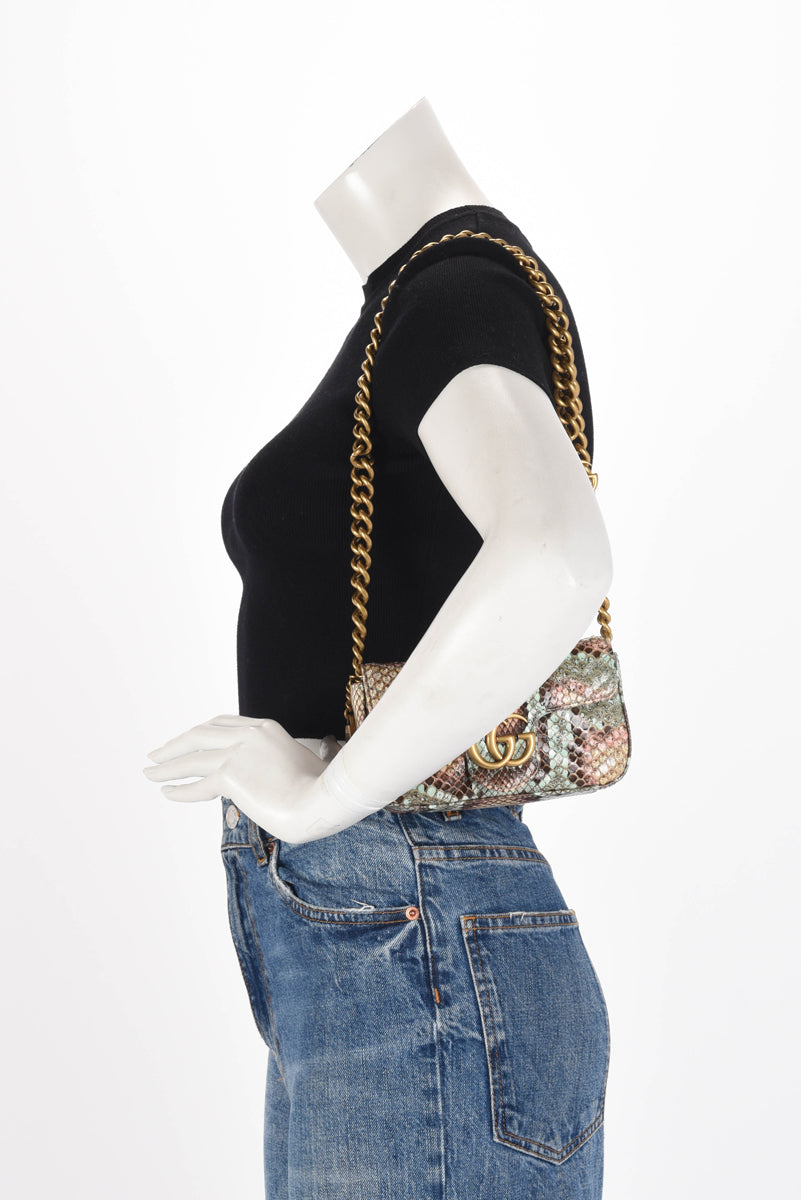 Gucci Aqua Python GG Marmont Mini Bag