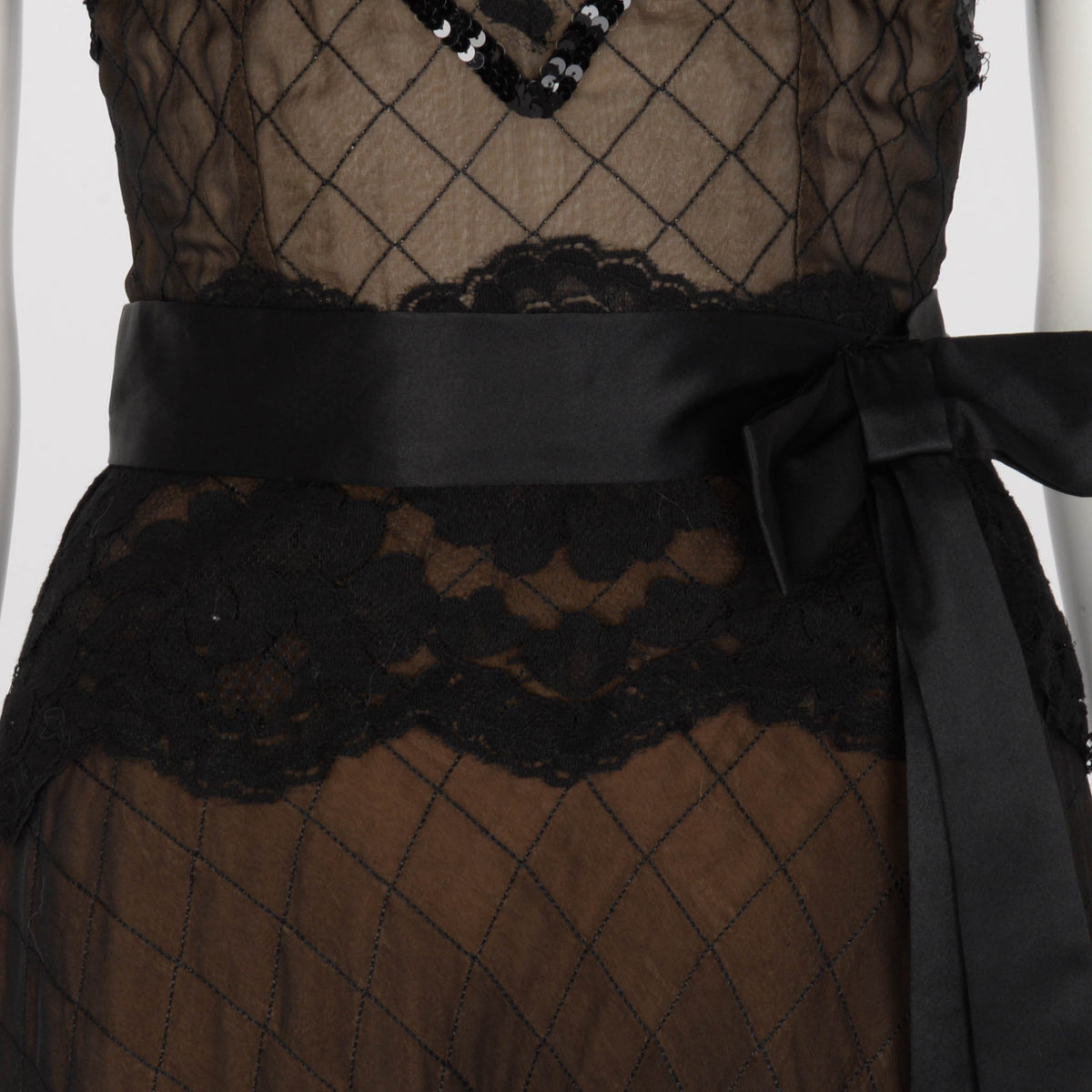 Dolce & Gabbana Black Lace Bow Waist-Detail Dress IT 40