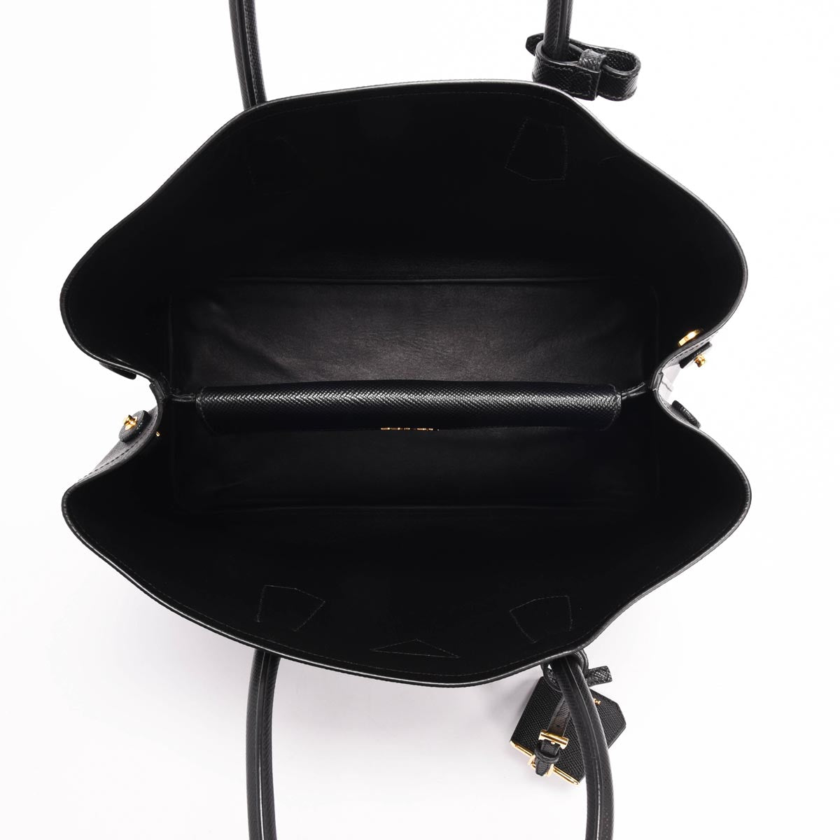 Prada Black Saffiano Medium Double Tote