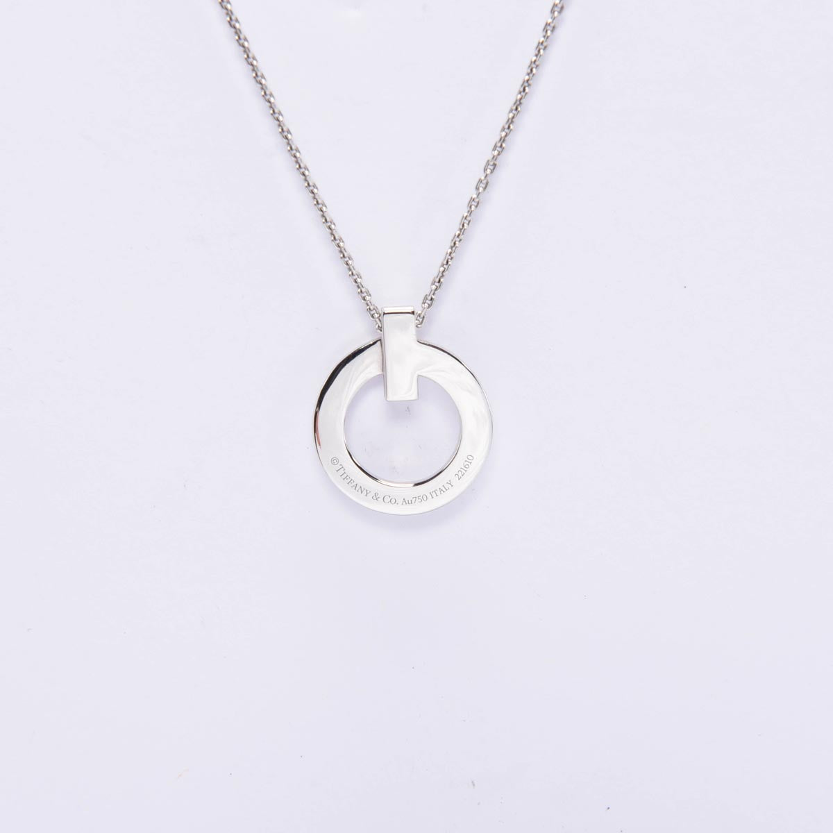 Tiffany & Co 18k White Gold T1 Circle Pendant