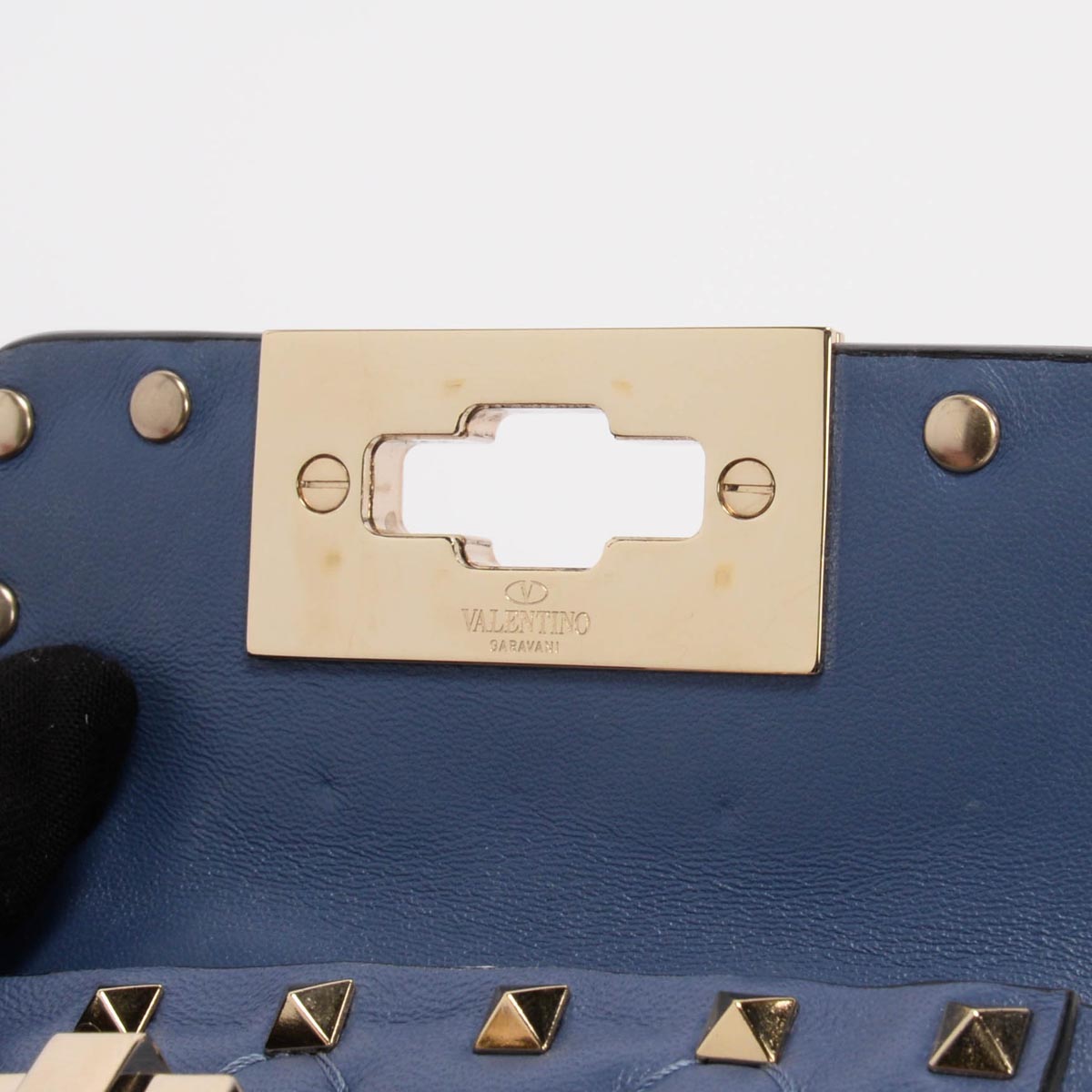 Valentino Blue Nappa Leather Micro Rockstud Spike Bag