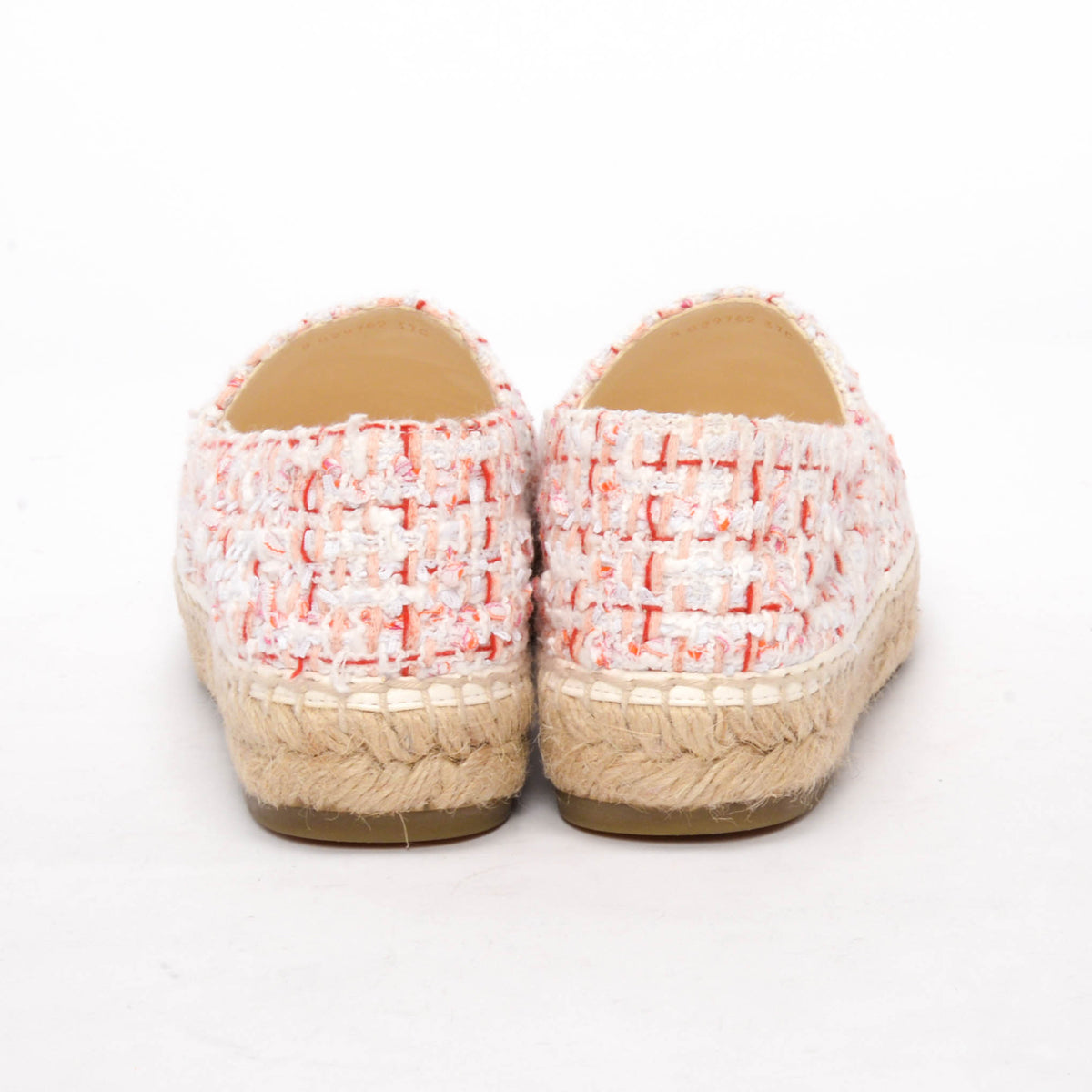 Chanel White & Pink Tweed CC Espadrilles 37