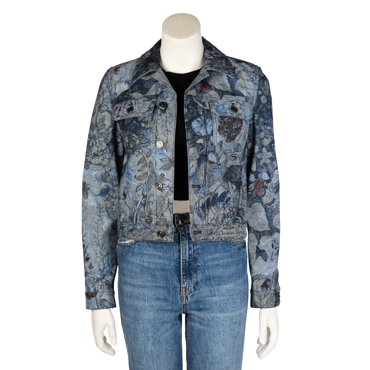 Dior Indigo Denim Jardin Magique Jacket FR 34