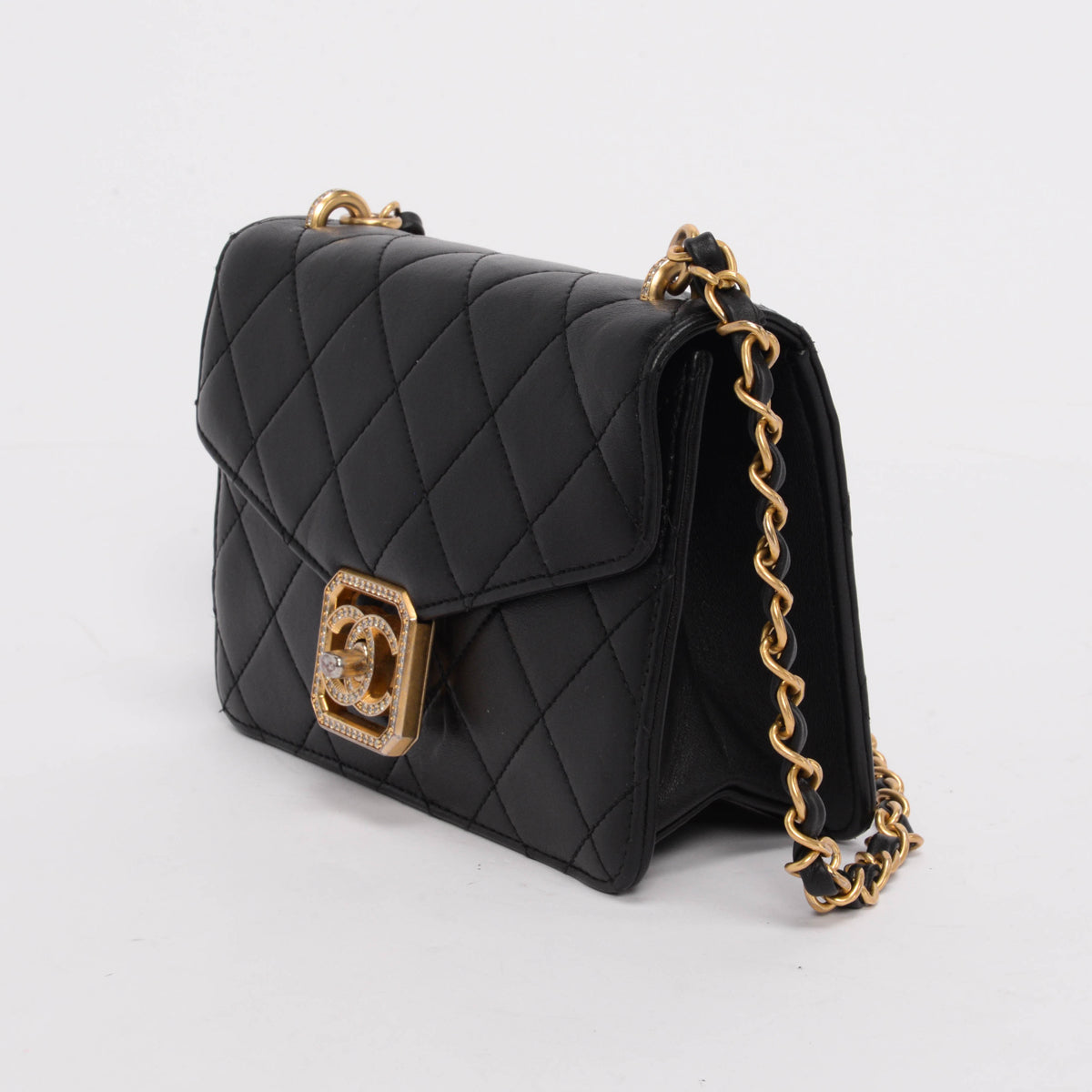 Chanel Black Quilted Lambskin Geometric CC Frame Flap Bag