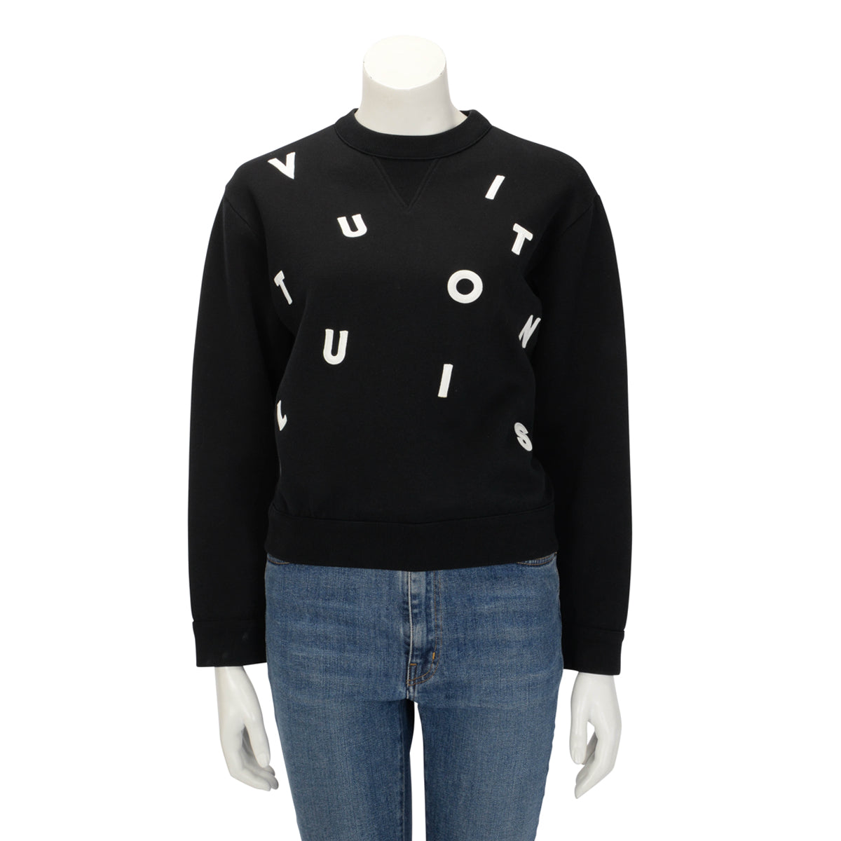 Louis Vuitton Black Cotton Spellout Sweater S