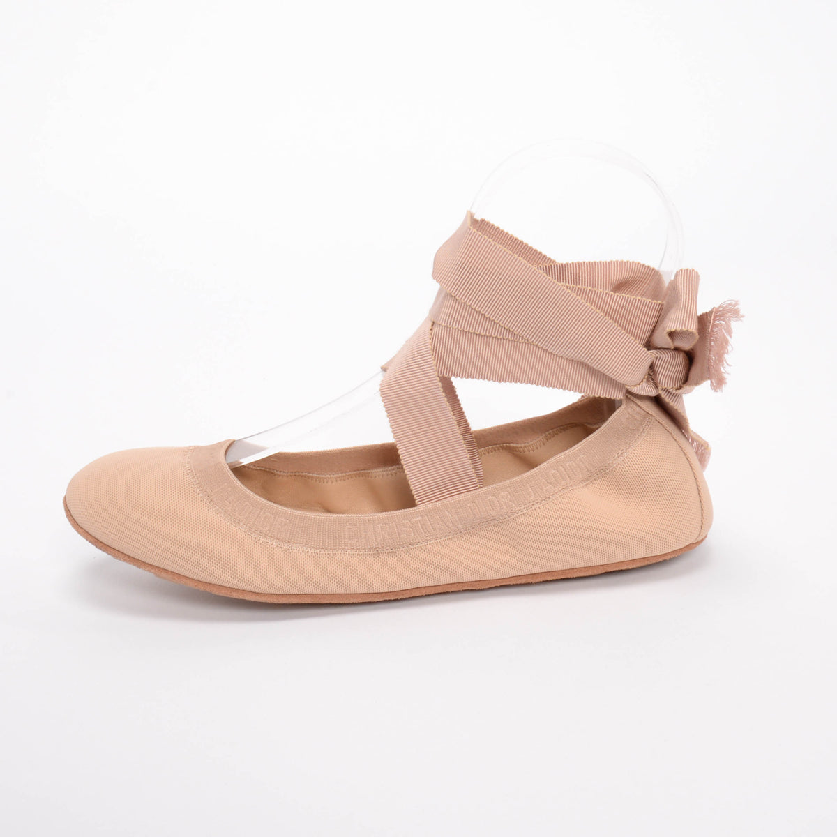Dior Nude Micro Mesh Academy Lace-Up Ballerina Flats 38.5