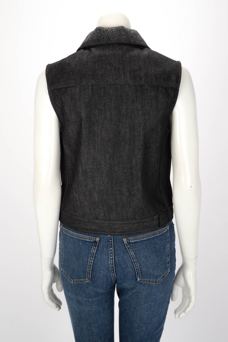 Hermes Gris Carbone Denim Sleeveless Jacket FR 38