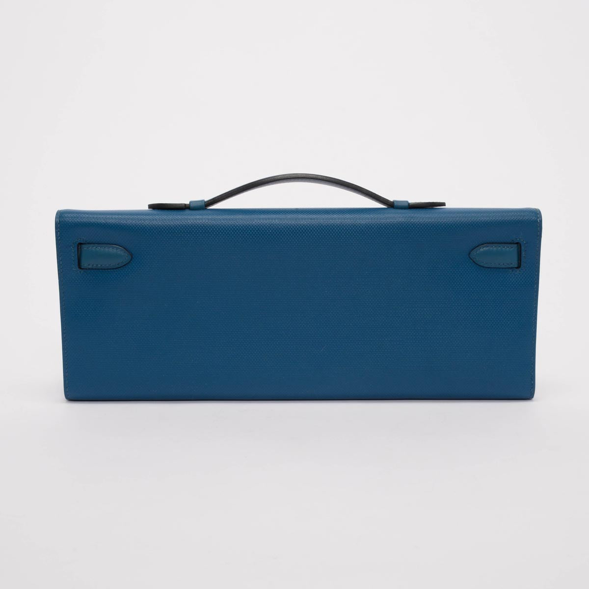 Hermes Bleu de Galice Grain d'H Calfskin Kelly Cut Clutch