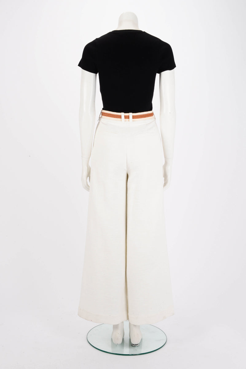 Zimmermann Ivory Cotton Devi Belted Pants OP