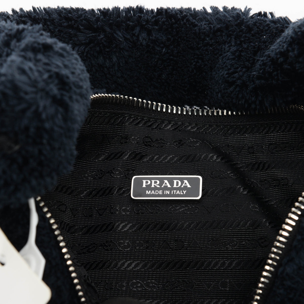 Prada Black Terry Cloth Triangle Pouch Bag