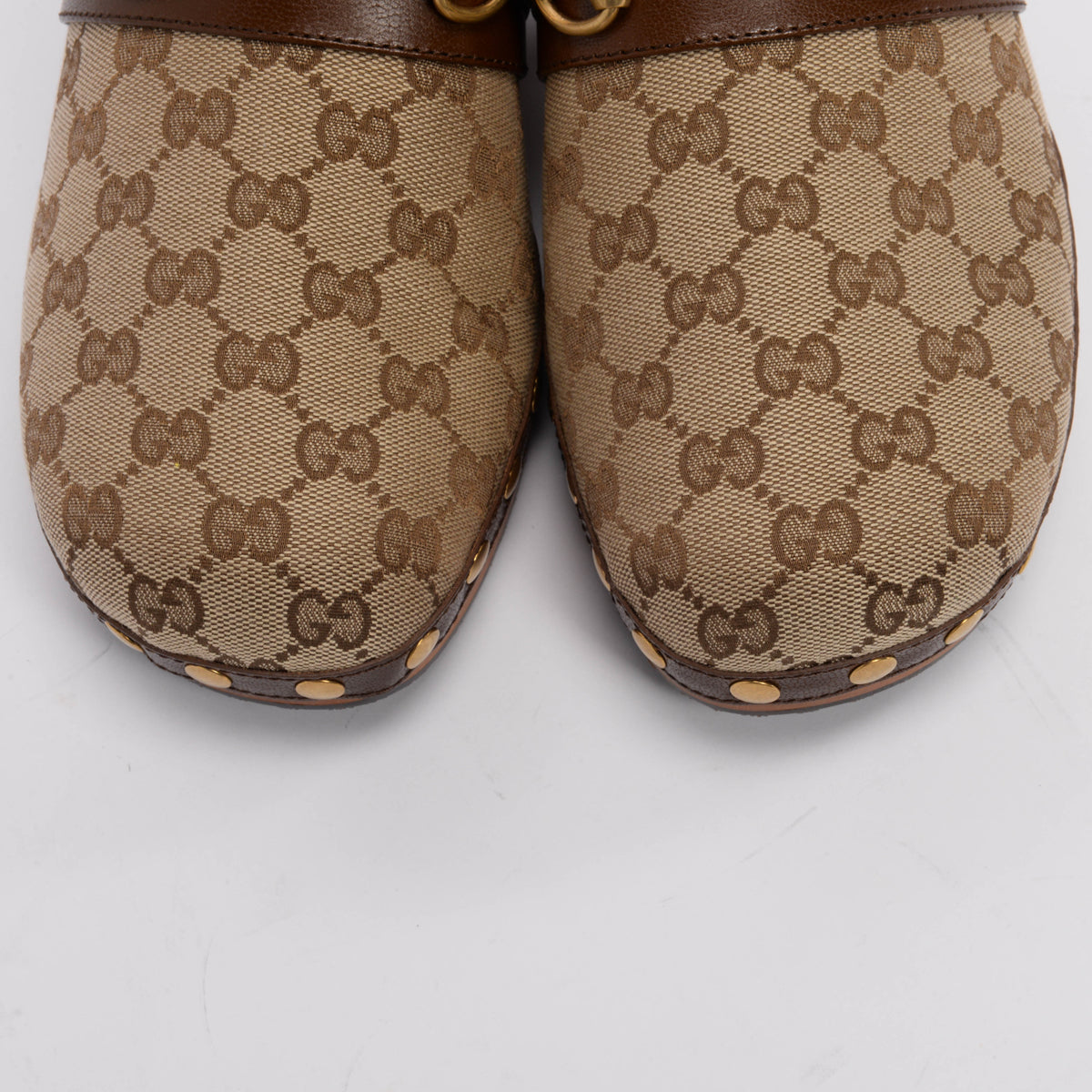 Gucci Brown GG Canvas Horsebit Clogs 40