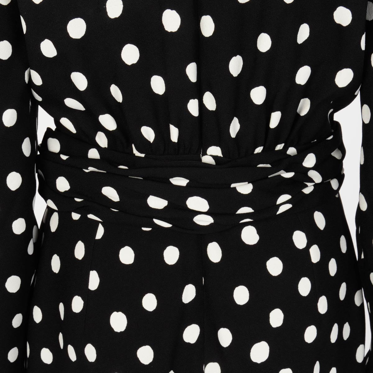 Saint Laurent Black Polka Dot Crepe Cutout Mini Dress IT 42