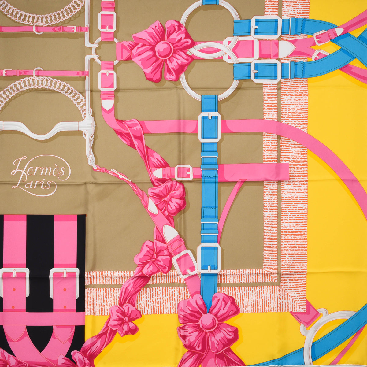 Hermes Multicolour Silk Grand Manege Detail Scarf 90