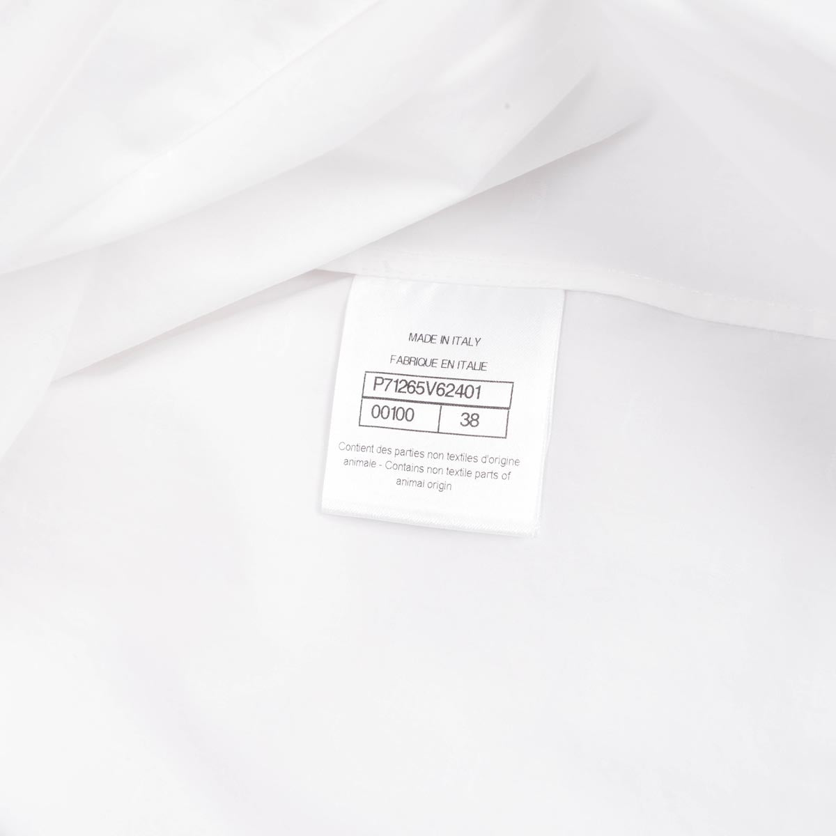 Chanel White Cotton CC Blouse FR 38