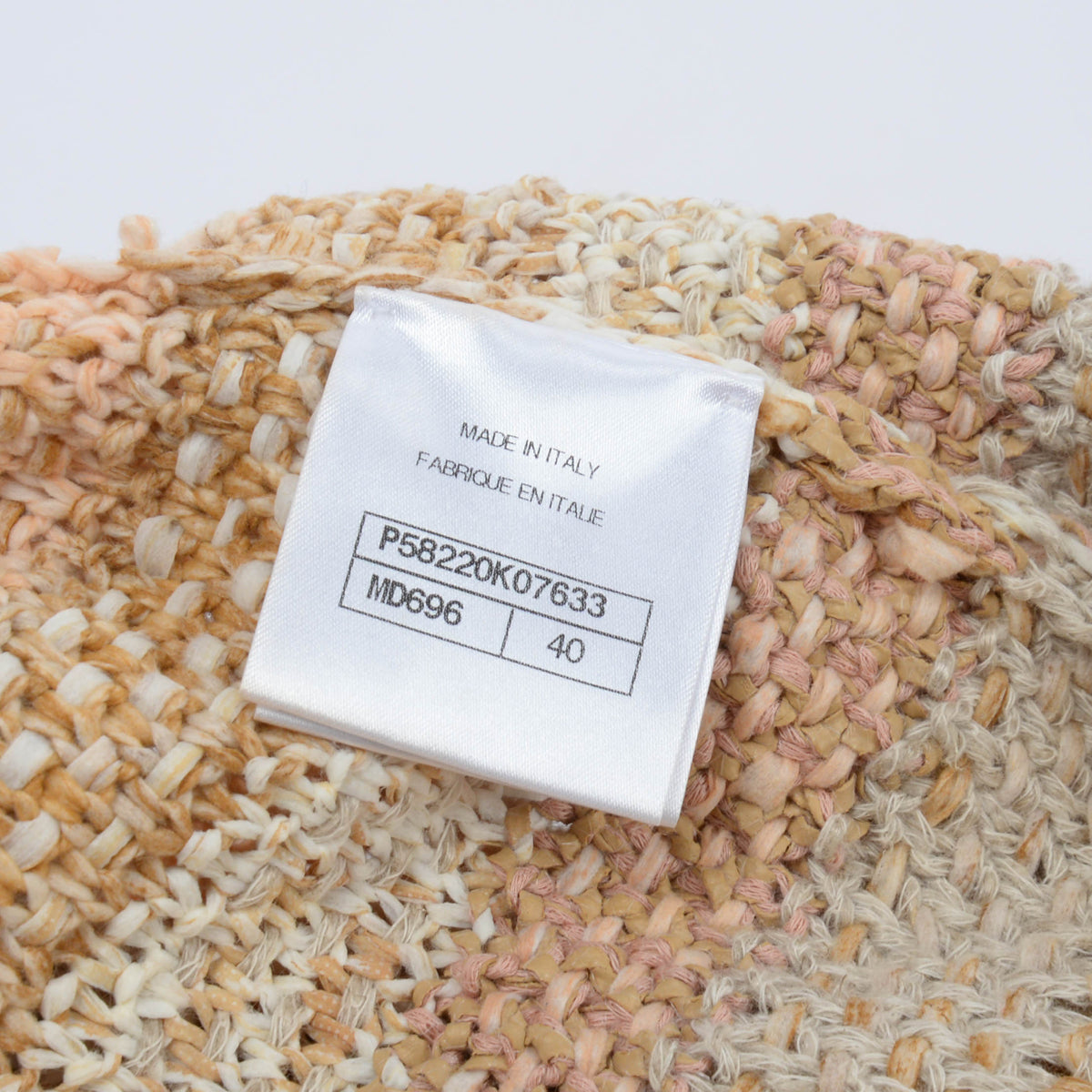 Chanel Peach & Beige Knit Striped Jacket FR 40