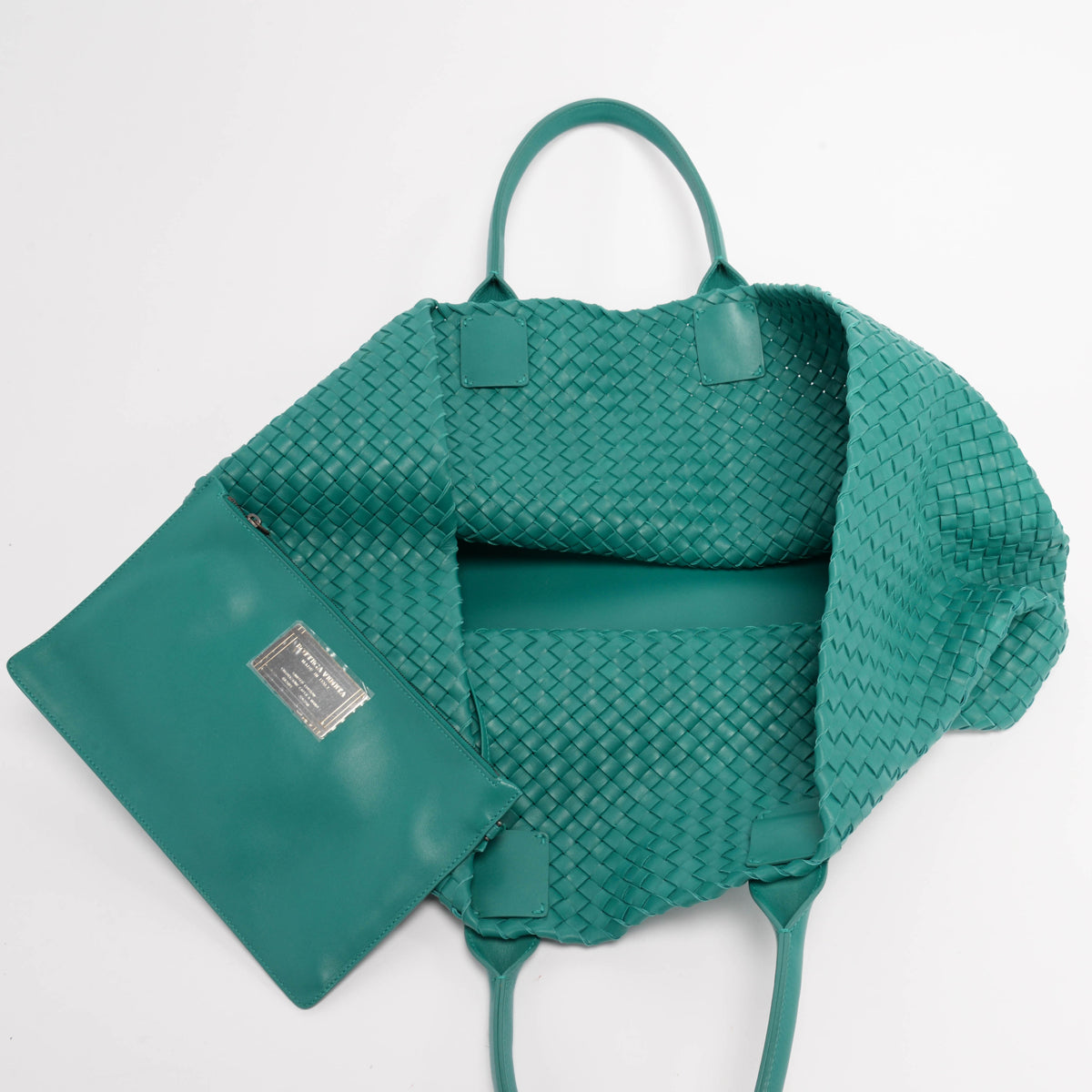 Bottega Veneta Emerald Green Intrecciato Leather Large Cabat Tote