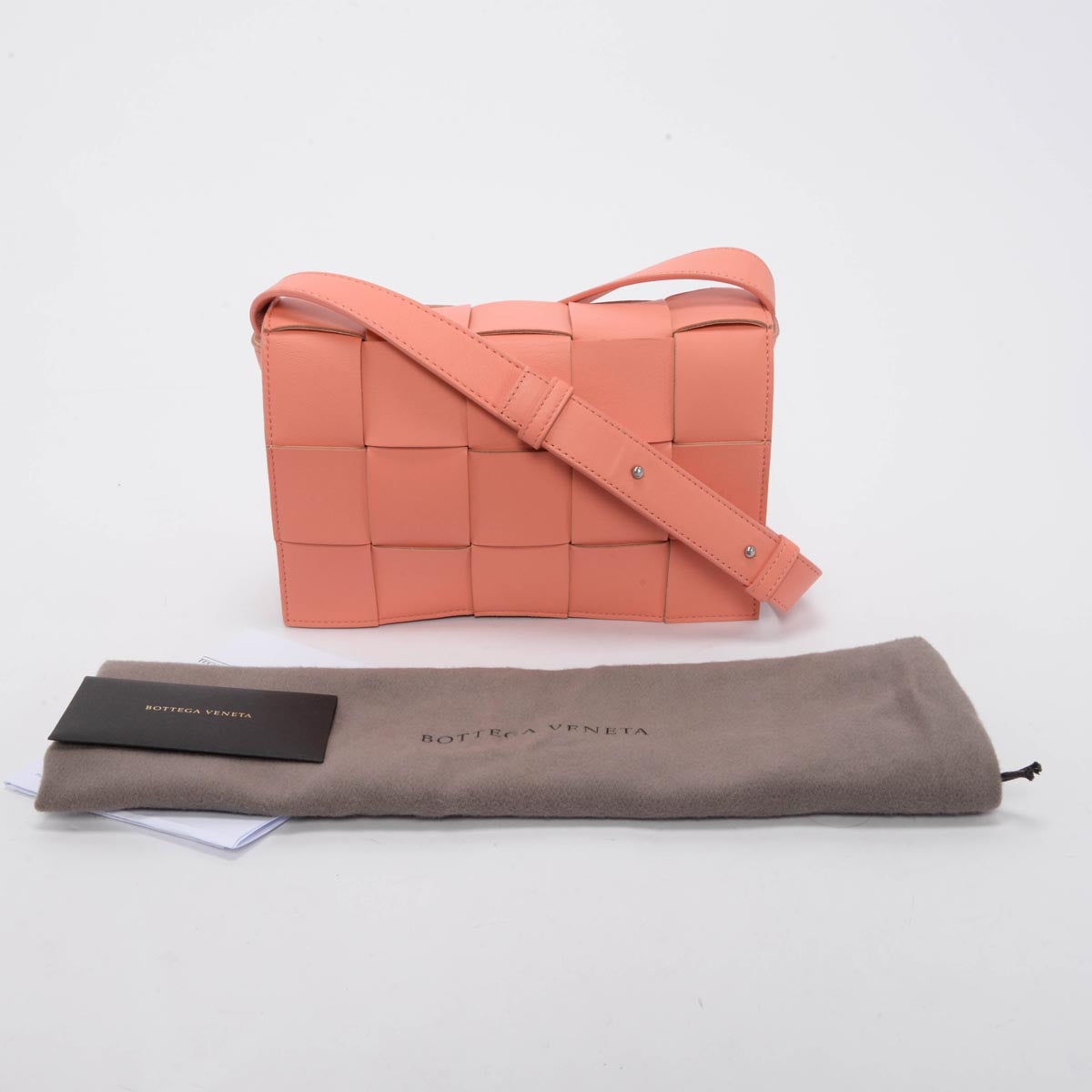 Bottega Veneta Coral Intreccio Lambskin Cassette Bag