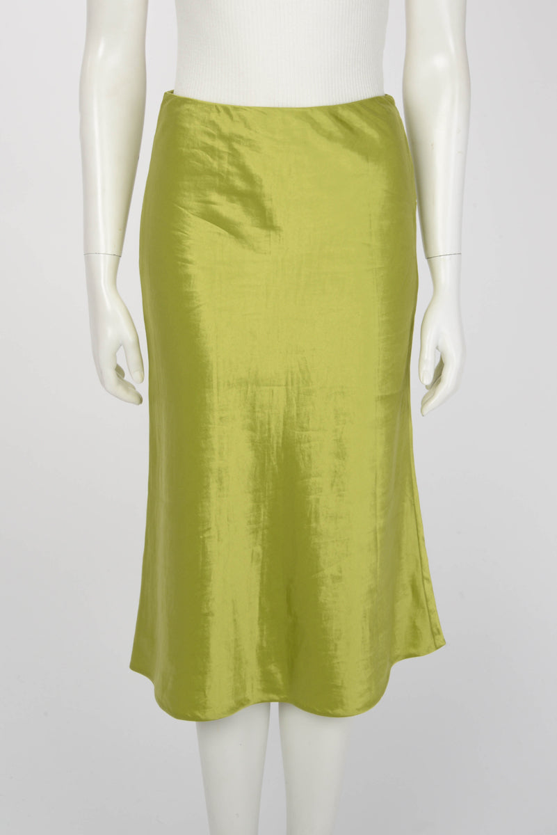 Prada Chartreuse Satin A-Line Skirt IT 40