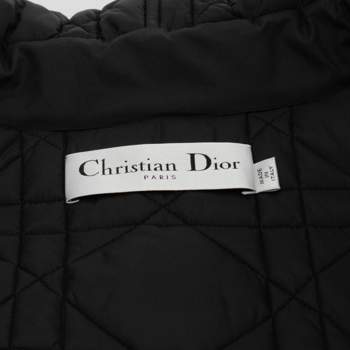 Dior Black Technical Taffeta Cannage Belted Puffer Jacket FR 40