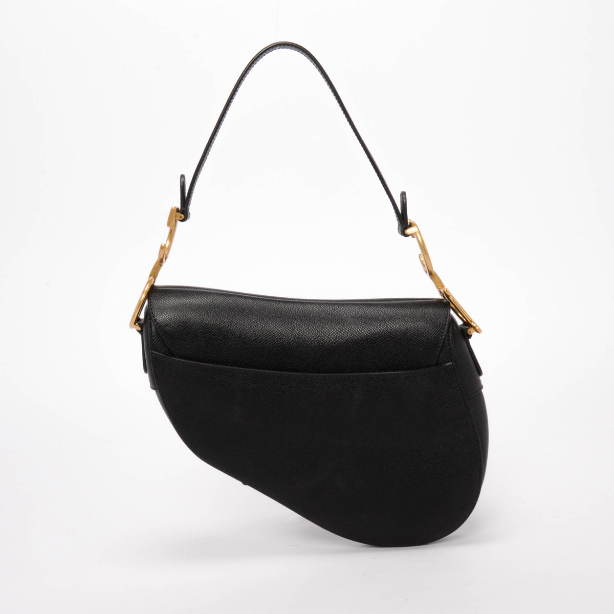 Dior Black Grained Calfskin Saddle Bag