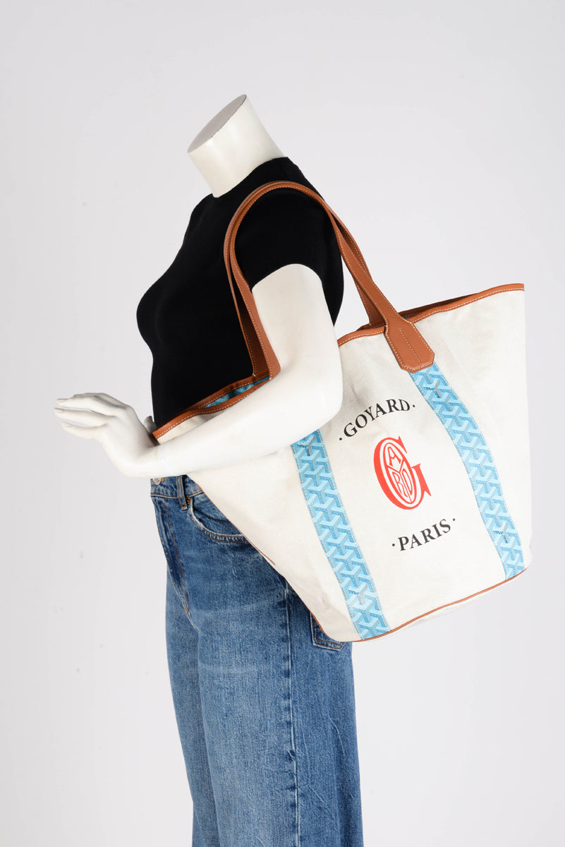 Goyard Turquoise Goyardine Reversible Belharra Tote