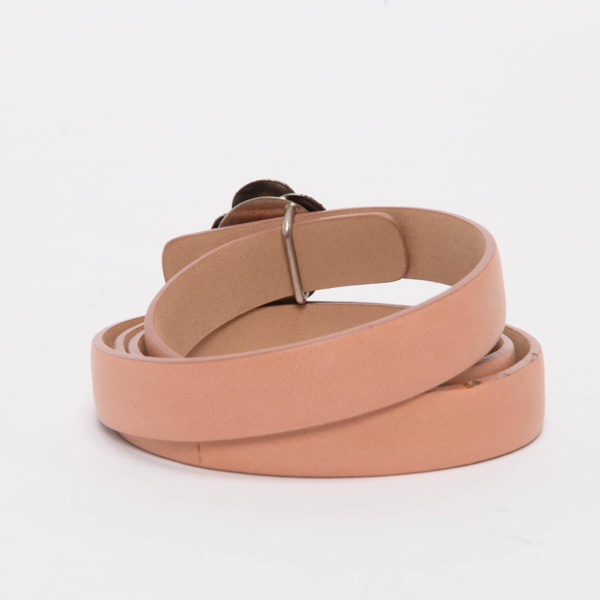 Chanel Dusty Pink Nappa Leather Camellia Buckle Belt