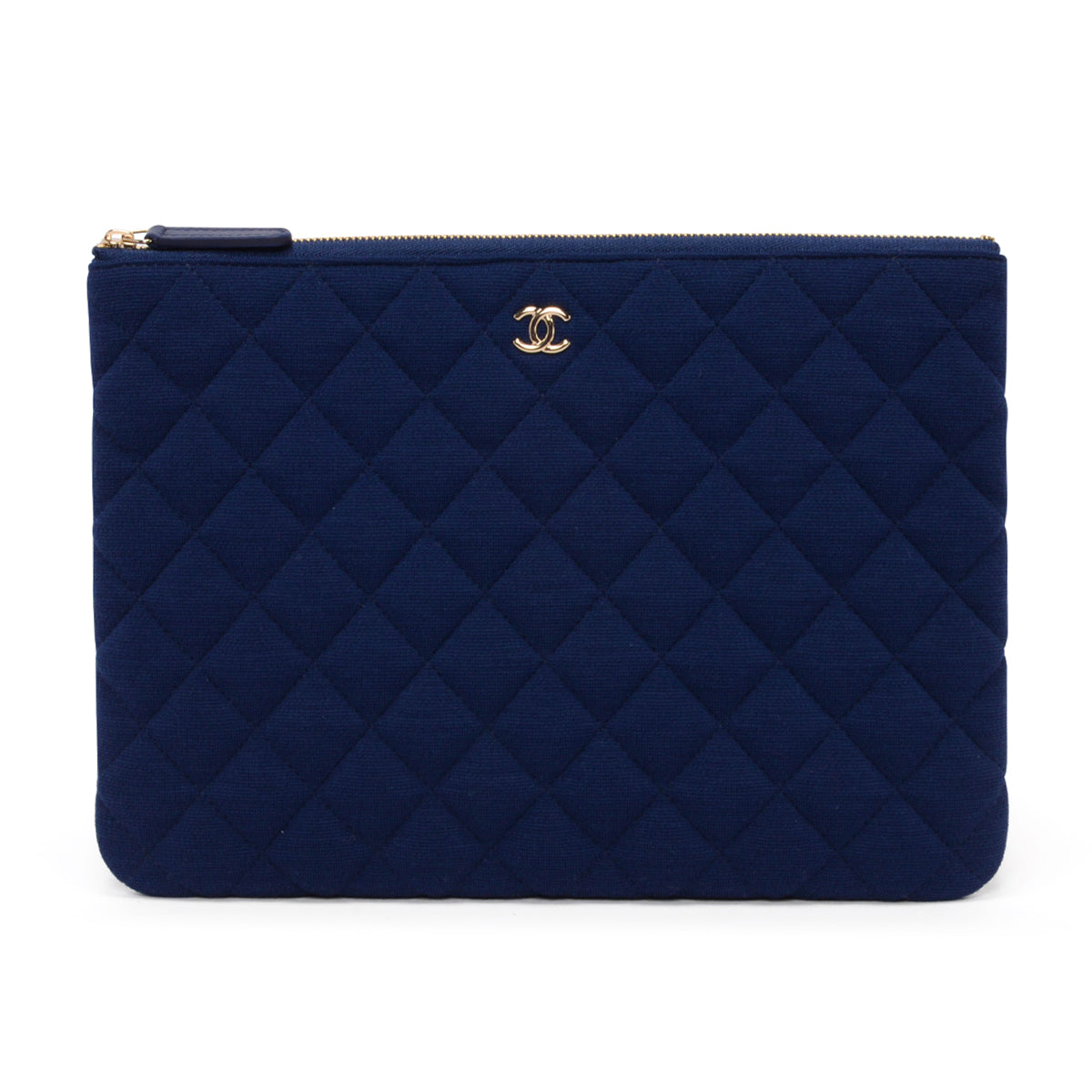 Chanel Cobalt Quilted Jersey Medium O-Case