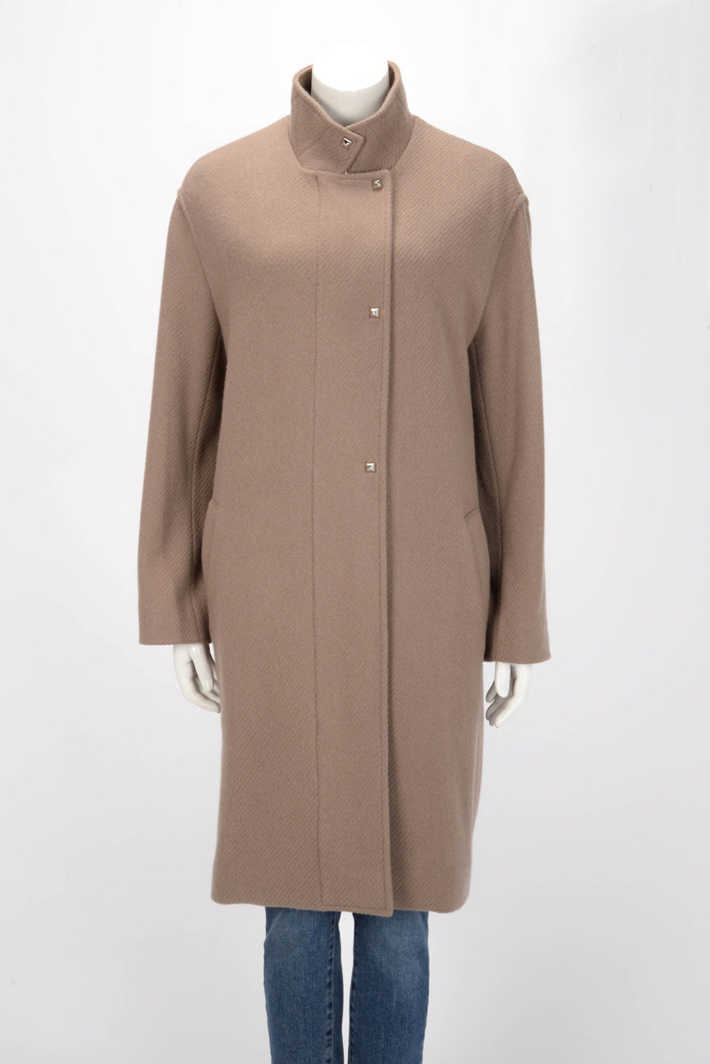 Hermes Etoupe Cashmere Long Coat FR 40