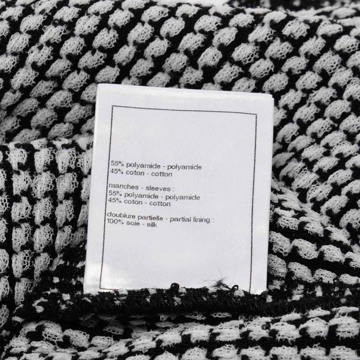 Chanel Black & White Tweed Short Sleeve Blouse FR 36