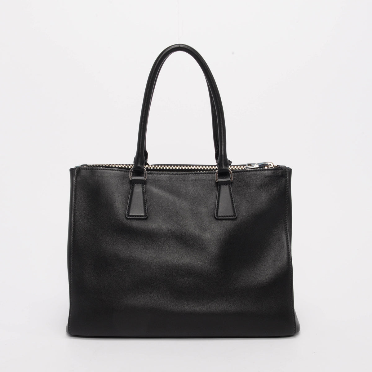 Prada Black City Calf Medium Galleria Double Zip Tote