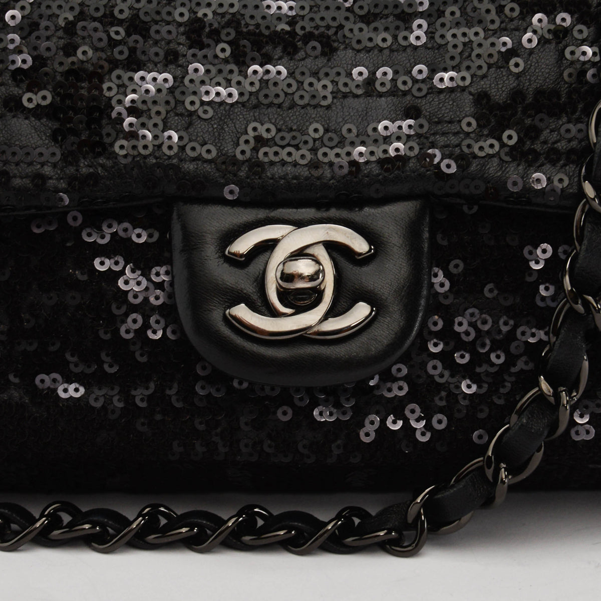 Chanel Black Sequin Moonlight on Water Mini Flap Bag