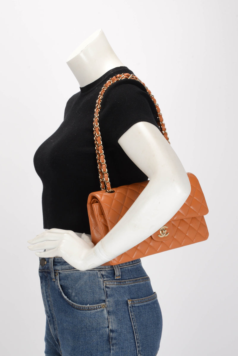 Chanel Caramel Quilted Caviar Medium Classic Flap Bag