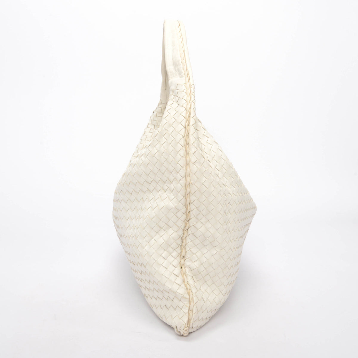 Bottega Veneta White Nappa Intrecciato Maxi Veneta Hobo