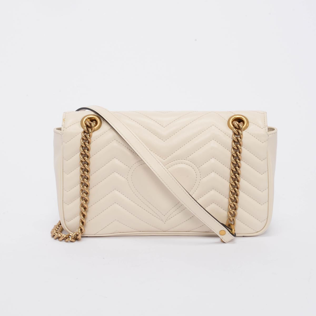 Gucci White Matelasse Small GG Marmont Shoulder Bag