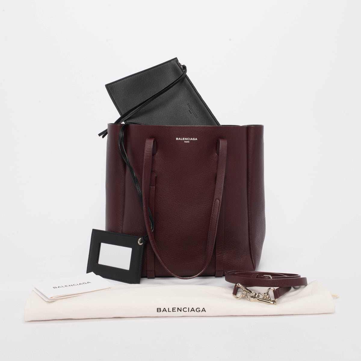 Balenciaga Burgundy Calfskin Xs Everyday Tote