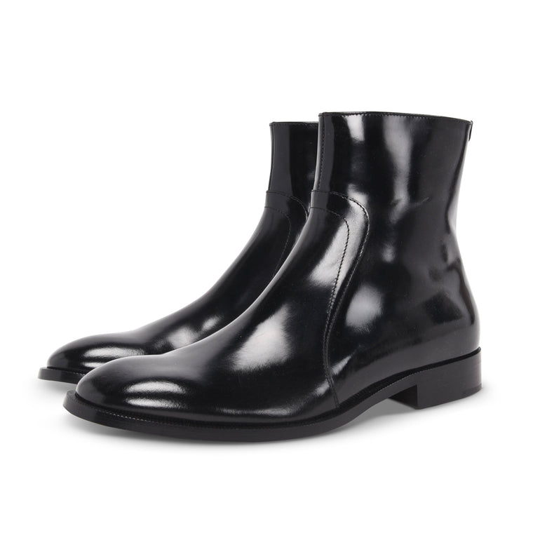 Maison Margiela Black Patent Leather Ankle Boots 42