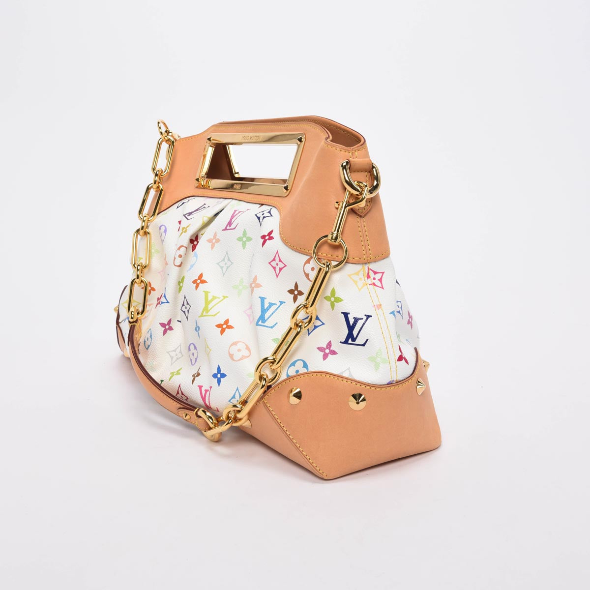 Louis Vuitton White Multicolore Monogram Judy GM Clutch
