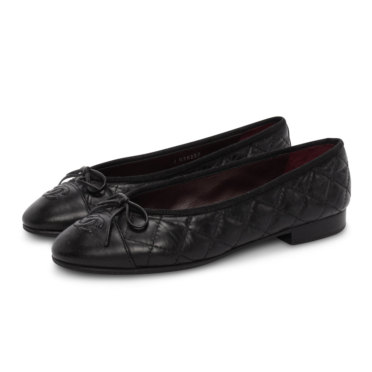 Chanel Black Aged Calfskin CC Ballet Flats 36