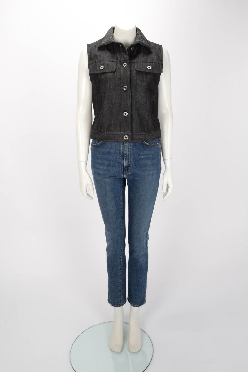 Hermes Gris Carbone Denim Sleeveless Jacket FR 38