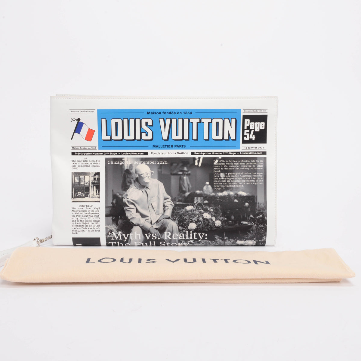 Louis Vuitton Calfskin Newspaper Print Pouch