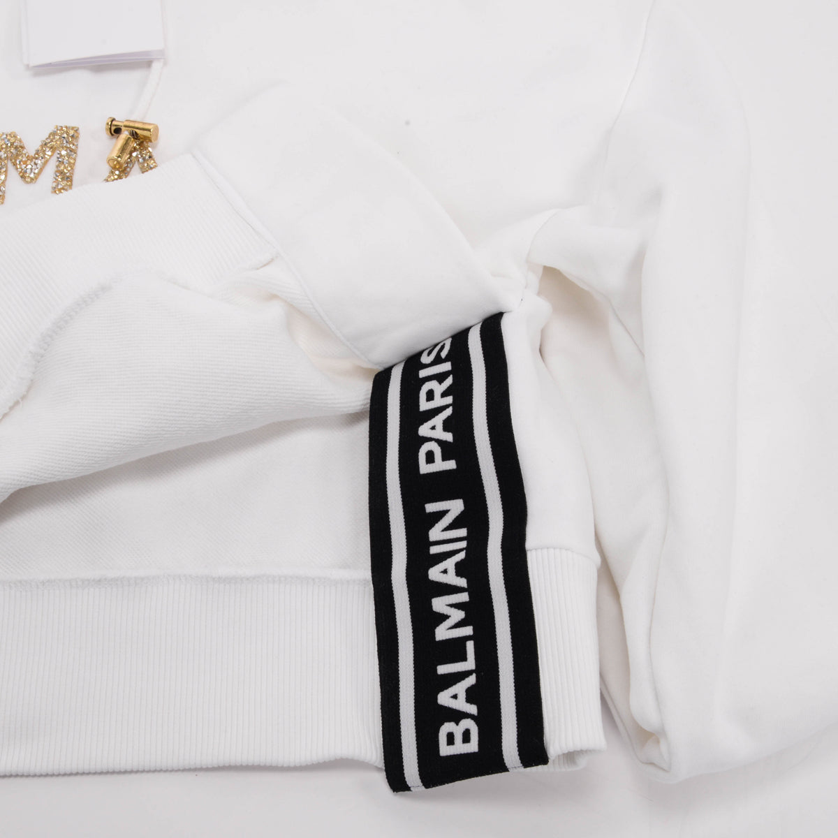 Balmain White Cotton Logo Hooded Sweater S