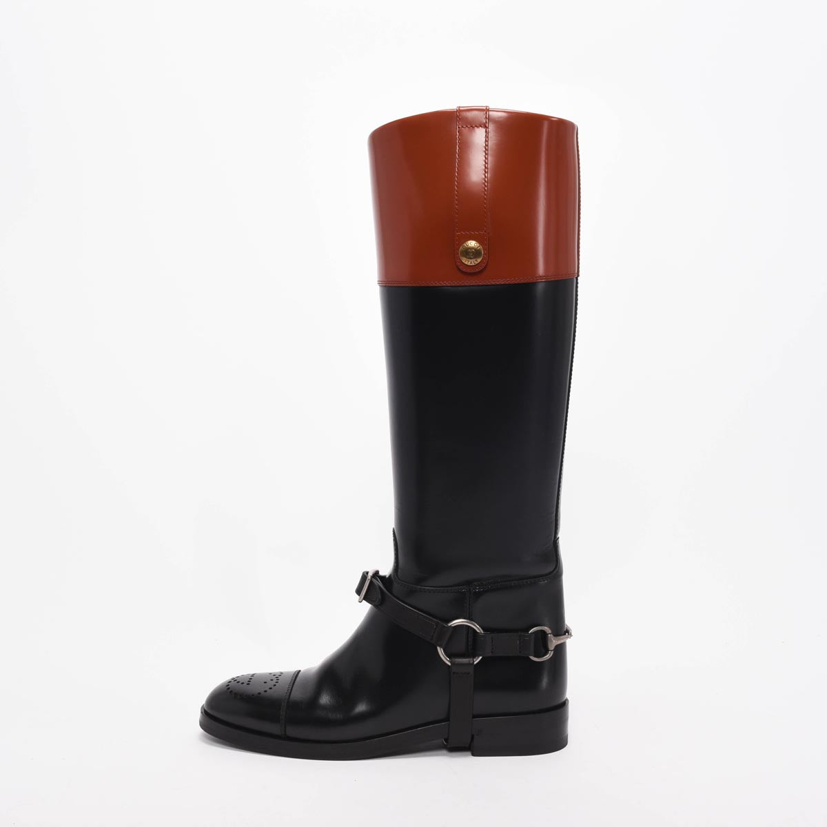 Gucci Black & Amber Calfskin Zelda Harness Boots 36.5
