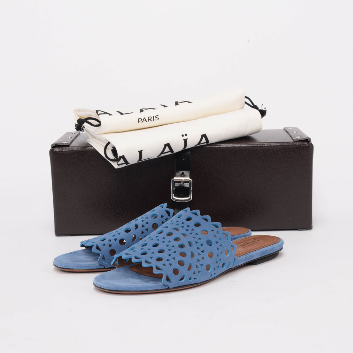 ALAIA Laser Cut hot Sandals..Blue..Size 38..Made in Italy