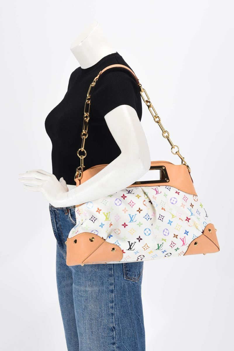 Louis Vuitton White Multicolore Monogram Judy GM Clutch