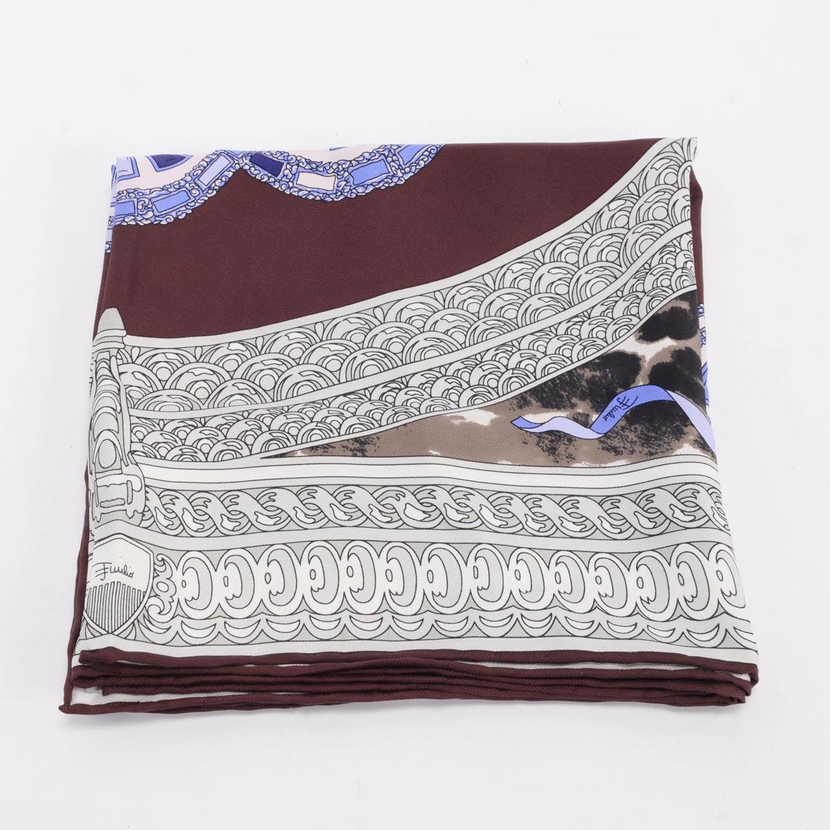 Pucci Grey & Purple Silk Cupola Printed Scarf