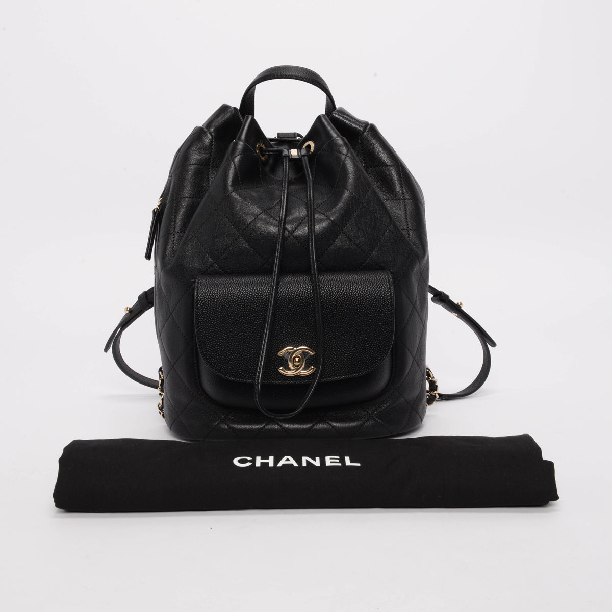 Chanel Black Quilted Sheepskin Daily Round Backpack