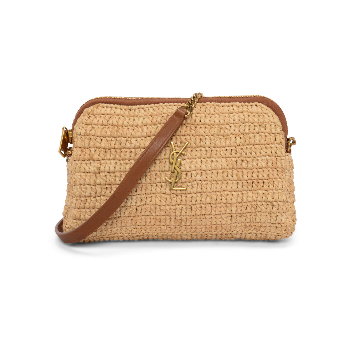 Saint Laurent Natural Raffia Gaby Crossbody Bag