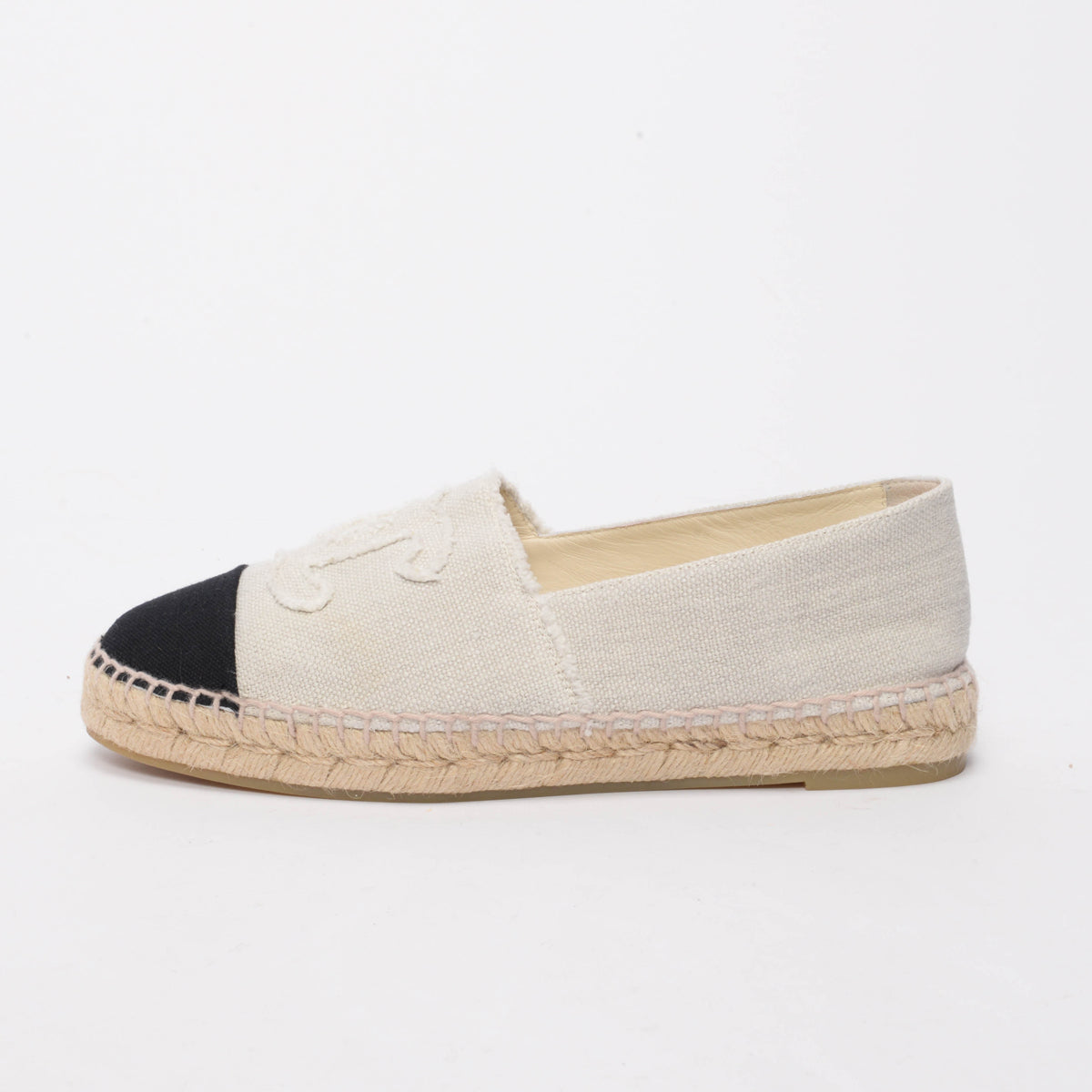 Chanel Grey Frayed Canvas CC Espadrilles 40